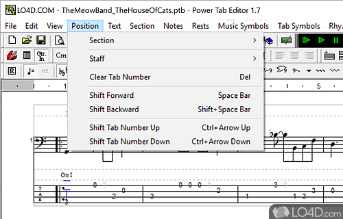User interface - Screenshot of Power Tab Editor