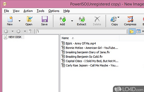 Screenshot of PowerISO - Create virtual disc images under various popular formats like ISO, BIN