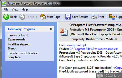 Screenshot of Powerpoint Password Recovery Key - Designed to assist you in recovering passwords from multiple types of locked files