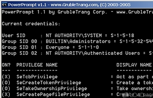 Screenshot of PowerPrompt - Tool will allow you to run any program as System
