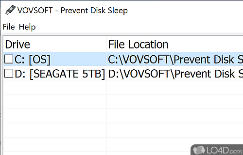 Screenshot of Prevent Disk Sleep - Prevents any preferred disk from entering sleep mode, whether it's local