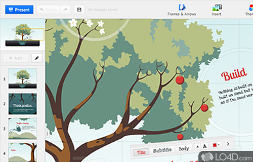 Screenshot of Prezi for Windows - Can create stunning presentations and save them online to account