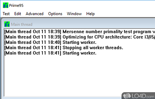 Program specially designed for users who want to search for various Mersenne Prime numbers - Screenshot of Prime95