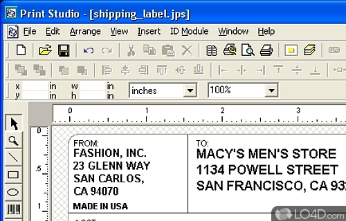 Screenshot of Print Studio Label Maker - User interface