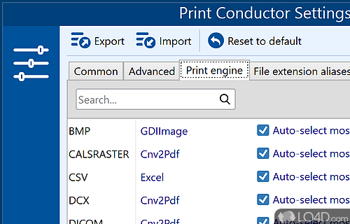 User interface - Screenshot of Print Conductor