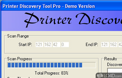Screenshot of Printer Discovery Tool - User interface