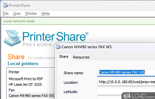 User interface - Screenshot of PrinterShare