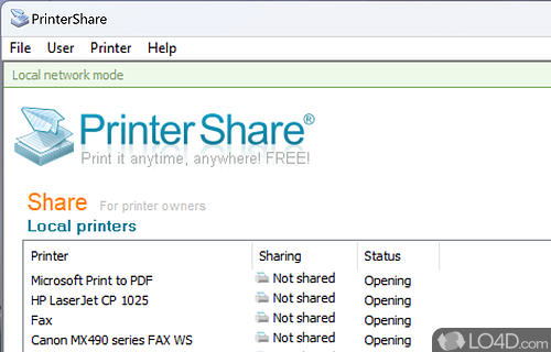Share your printer over the Internet - Screenshot of PrinterShare
