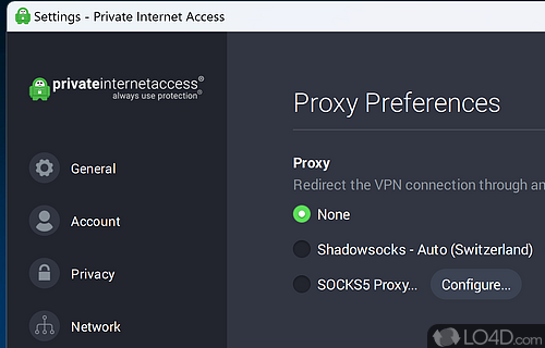Hides your online activity - Screenshot of Private Internet Access
