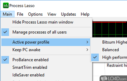 Manage processes and improve the OS response time - Screenshot of Process Lasso