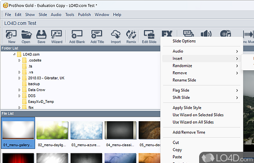 Making a slideshow - Screenshot of ProShow Gold
