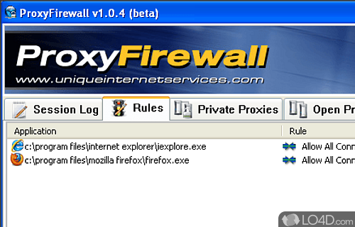 Screenshot of Proxy Firewall - Force programs to use a proxy at socket level