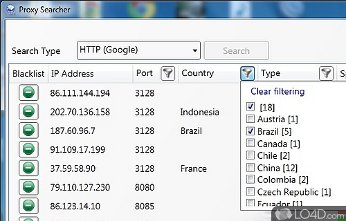 Screenshot of Proxy Searcher - Can find proxy servers that use for anonymous browsing