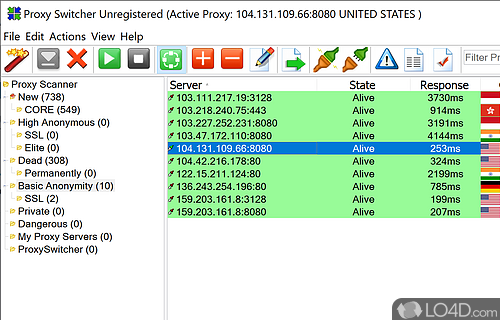 A handy tool for finding working proxy servers - Screenshot of Proxy Switcher Standard