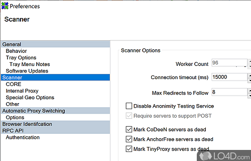 Anonymous surfing capabilities - Screenshot of Proxy Switcher Standard