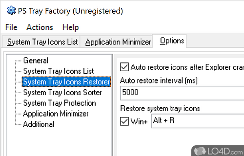 Backup and restore support for settings - Screenshot of PS Tray Factory