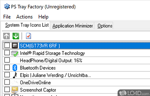 Manage system tray icons in a quick, manner - Screenshot of PS Tray Factory