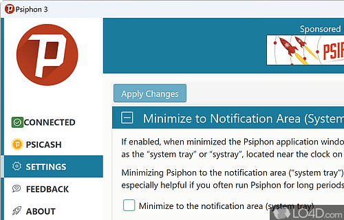 The VPN client proxies your Internet traffic - Screenshot of Psiphon