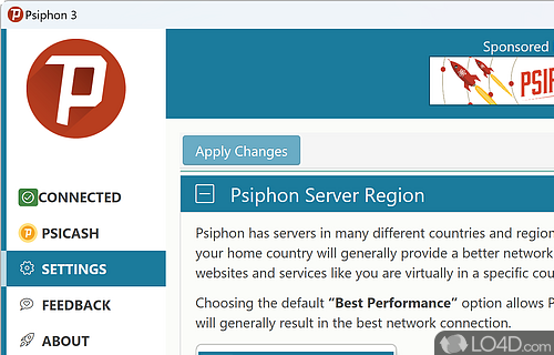 Unrestricted access to the internet - Screenshot of Psiphon