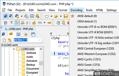 Programmers editor - Screenshot of PSPad Editor