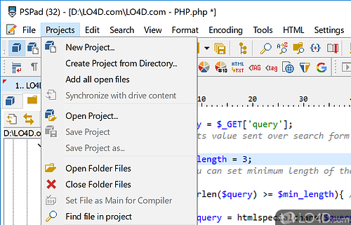 Access Google's search engine and view HTML pages directly - Screenshot of PSPad Editor