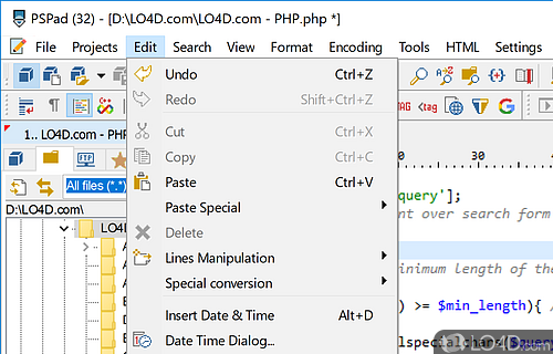 Editor for multiple programming languages - Screenshot of PSPad Editor