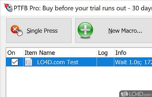 Non-obtrusive and clear-cut app which can automate certain tasks and simulate mouse clicks to custom locations - Screenshot of PTFB Pro