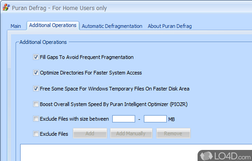 You can set the app to perform additional tasks - Screenshot of Puran Defrag