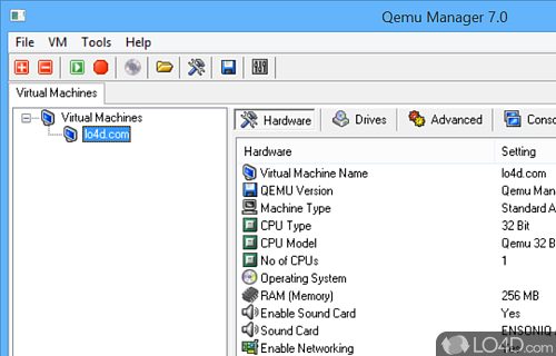 User interface - Screenshot of Qemu Manager