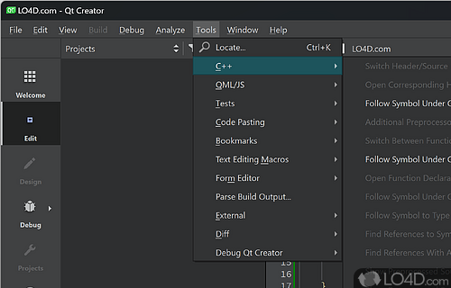 IDE for C++ developers - Screenshot of Qt Creator