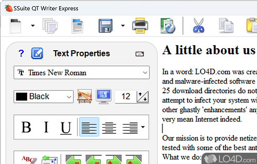 With support for special symbols, this program can easily view, edit, create, print - Screenshot of QT Writer Express