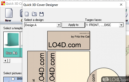 User interface - Screenshot of Quick 3D Cover