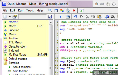 Screenshot of Quick Macros - User interface