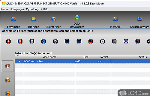 Was created to enable you to easily convert media files to numerous other formats - Screenshot of Quick Media Converter