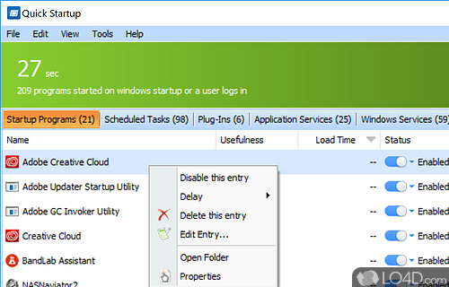 Change what programs start automatically on your PC - Screenshot of Quick StartUp