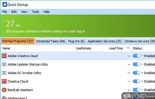 Manage start-up apps and improve Windows loading time - Screenshot of Quick StartUp