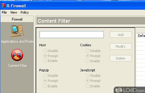 Screenshot of R-Firewall - User interface