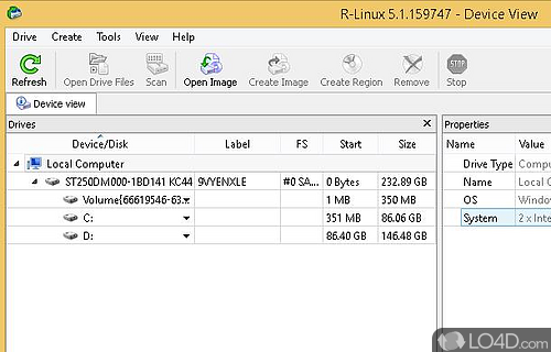 Screenshot of R-Linux Free Recovery - User interface