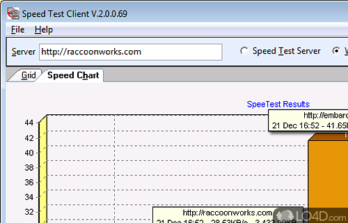 Screenshot of SpeedTest - Measure transfer speeds between 2 networked computers