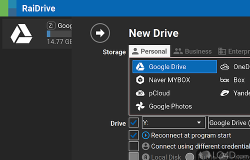 Adding a new cloud service is a simple matter of signing in - Screenshot of RaiDrive