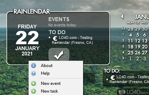 User interface - Screenshot of Rainlendar Lite