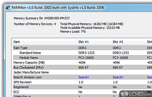 Screenshot of RAMMon - Helps advanced computer users find out relevant information on their computer's RAM