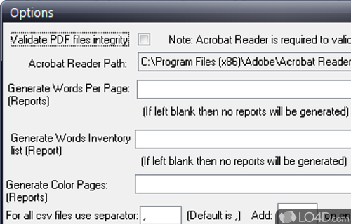 Create reports and validate PDF file integrity - Screenshot of Rapid PDF Count