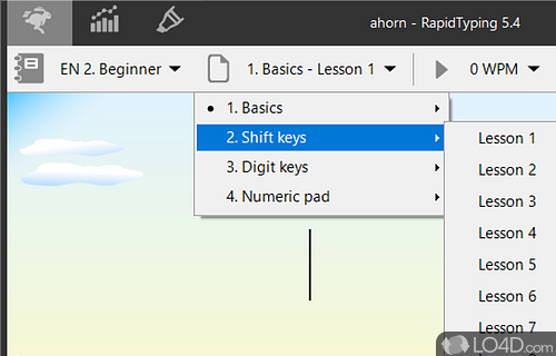 Choose from several difficulty modes - Screenshot of Rapid Typing Tutor