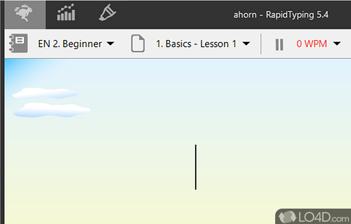 Features a series of easy lessons that can teach you to type efficiently, without even looking at the keyboard - Screenshot of Rapid Typing Tutor