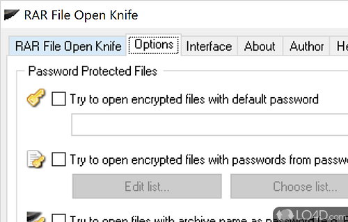 Password support for more security - Screenshot of RAR File Open Knife