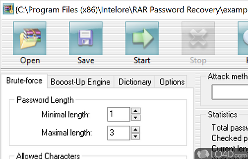 Recover lost or forgotten RAR passwords with this app that packs several functions that can come in - Screenshot of RAR Password Recovery