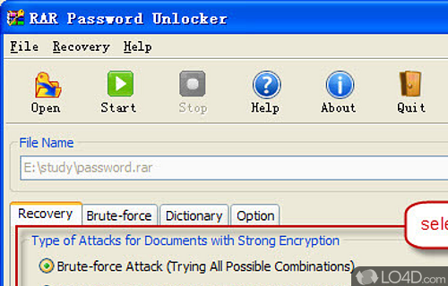 RAR Password Unlocker Screenshot