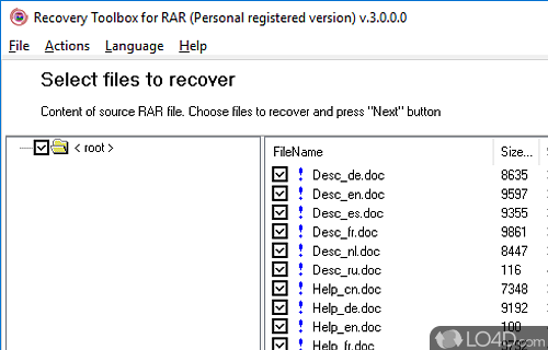 RAR Recovery Toolbox Screenshot