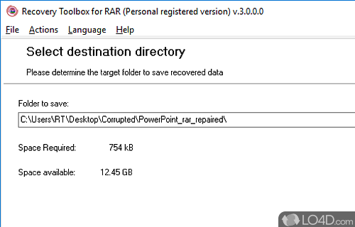 RAR Recovery Toolbox Screenshot